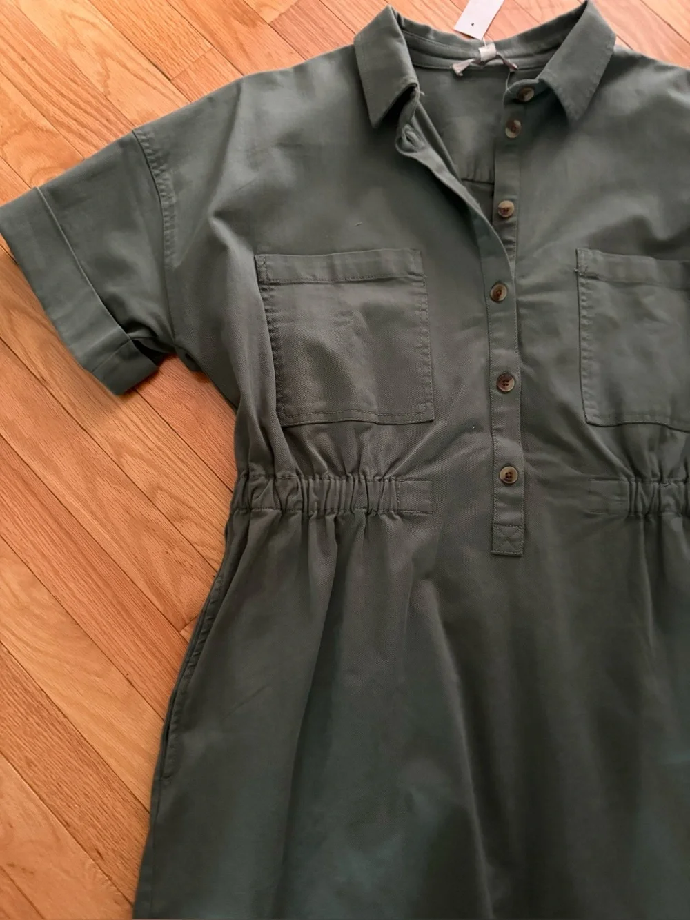 LOFT NWT❗️Collar Sage Green Button-Front Shirt Dress - Picture 7 of 8